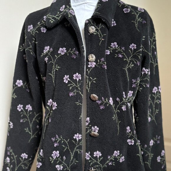 Straight Down Clothing Co. Vintage Casual Jacket Size M Button Down Black Purple - Picture 2 of 11